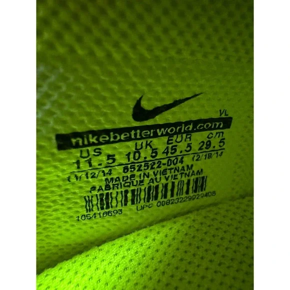 Nike Lunar Vapor Storm‎ Golf Shoes Men 11.5 Grey Neon Yellow Cleats Spikeless